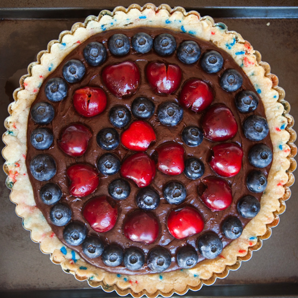 Blueberry-Cherry Brownie Fireworks Tart-11