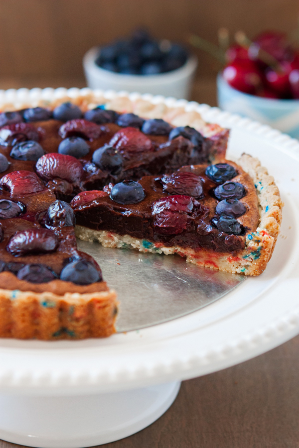 Blueberry-Cherry Brownie Fireworks Tart-13