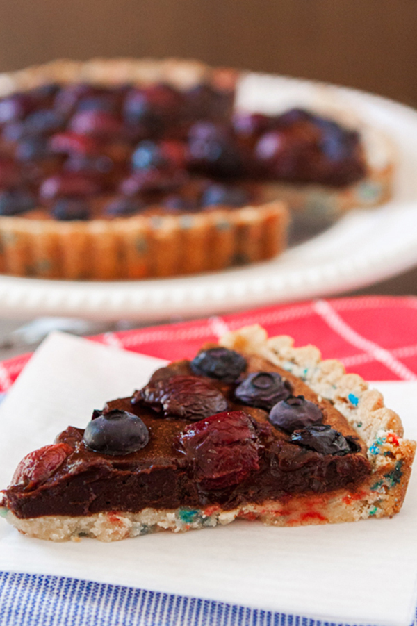 Blueberry-Cherry Brownie Fireworks Tart-14