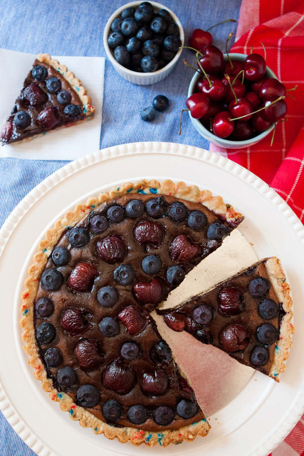 Blueberry-Cherry Brownie Fireworks Tart-23