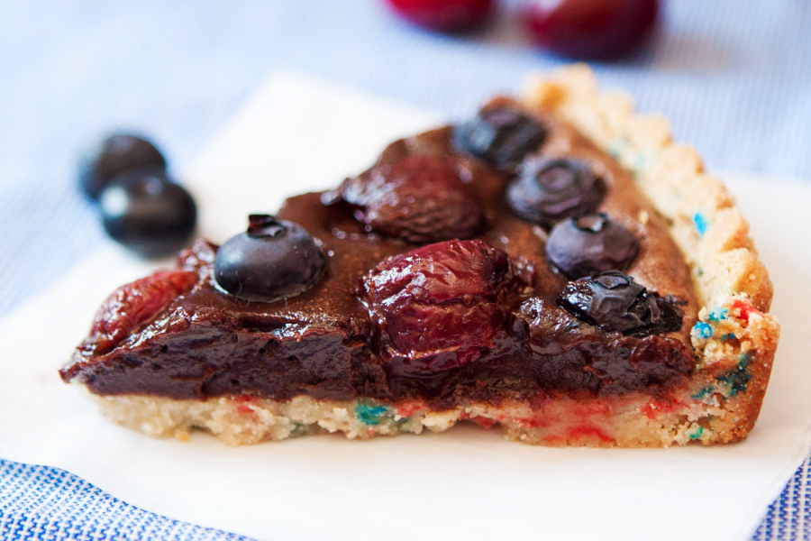 Blueberry-Cherry Brownie Fireworks Tart-25