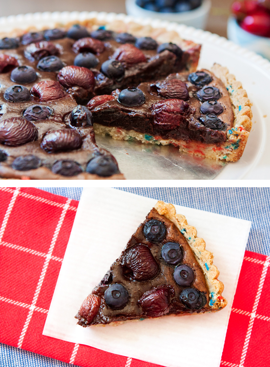 Blueberry-Cherry Brownie Fireworks Tart-26