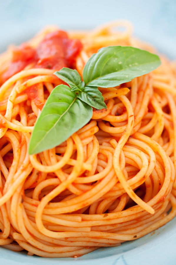 Spaghetti, marinara, basil, lime, Italian, pasta