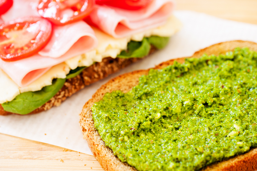 spinach, asiago, cheese, mint, pesto, pasta, Italian, sandwich, spinach and mint pesto