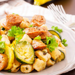 Gnocchi, Ricotta, Italian, sausage, zucchini, squash, potato dumplings, sage