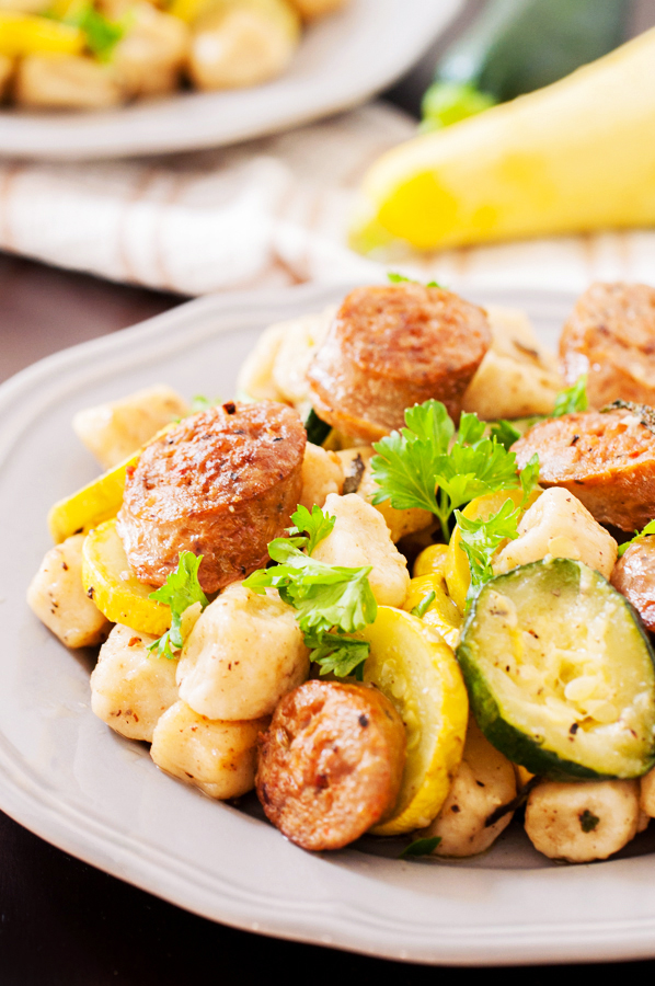 Gnocchi, Ricotta, Italian, sausage, zucchini, squash, potato dumplings, sage