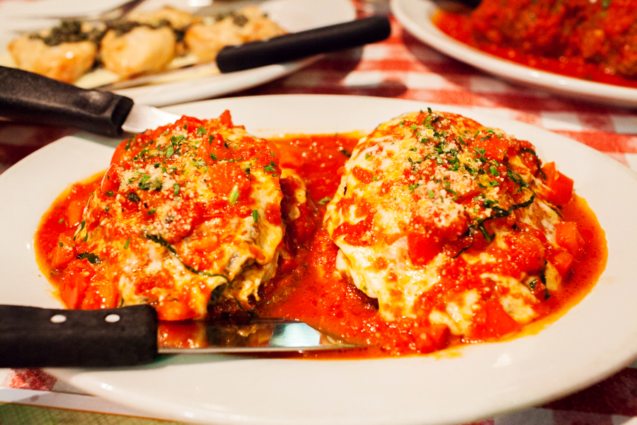 Buca di beppo, eggplant parmigiana