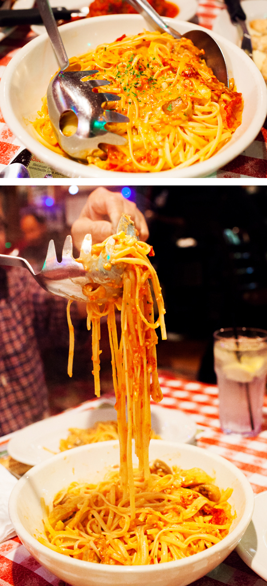 Buca di beppo, create your own pasta, linguine, rosa sauce