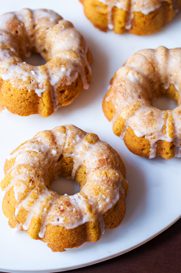 Brown butter baked pumpkin donut crullers. Who says you need a donut pan to bake donuts?