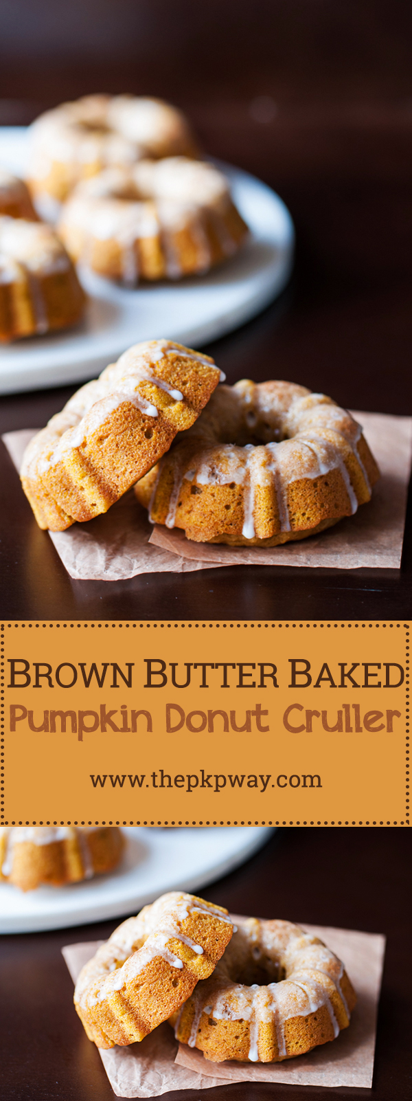 Brown butter baked pumpkin donut crullers. Who says you need a donut pan to bake donuts?