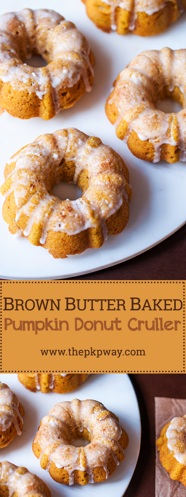 Brown butter baked pumpkin donut crullers. Who says you need a donut pan to bake donuts?