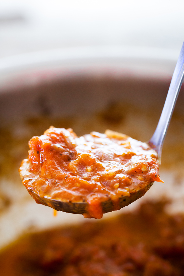 A classic Chunky Marinara Sauce made from fresh tomatoes and seasoned with pantry staples!