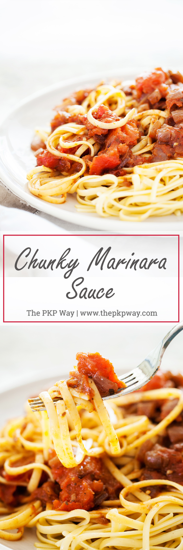 A classic Chunky Marinara Sauce made from fresh tomatoes and seasoned with pantry staples!