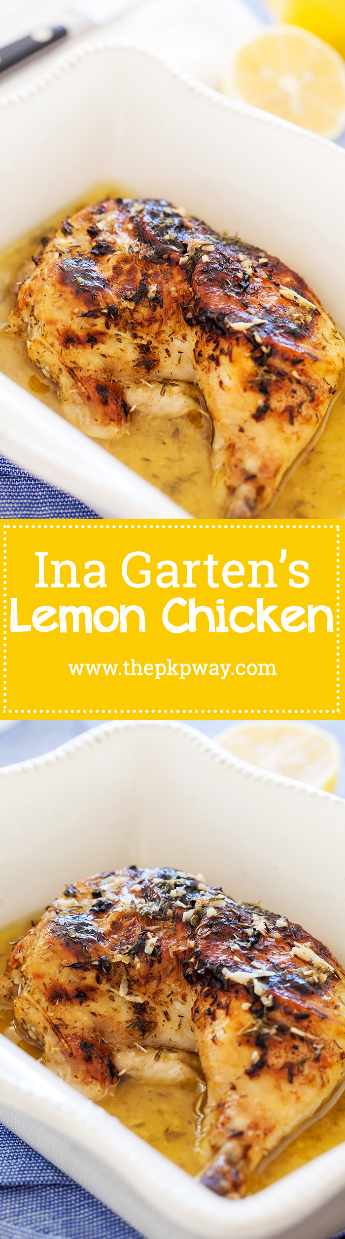 Ina's lemon chicken is a no fuss dish that's comforting, familiar, and utterly satisfying. Make ahead of time or right before serving.