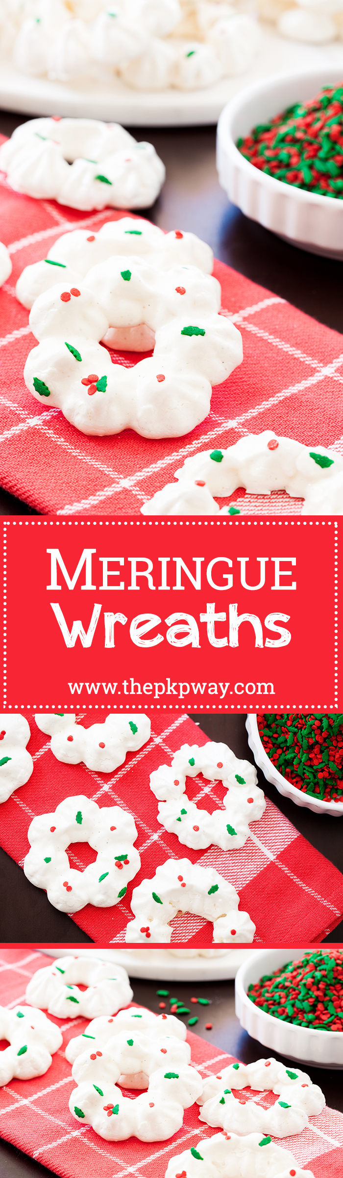 Bring these meringue wreaths to your next holiday party and add some cheer to the holiday table.