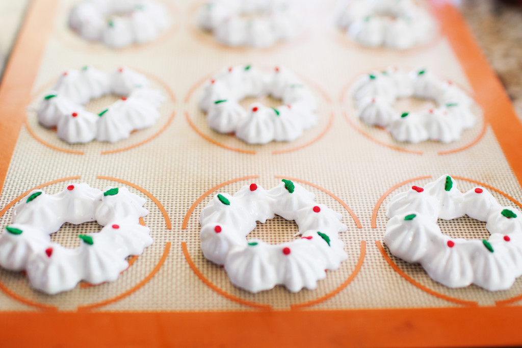 Bring these meringue wreaths to your next holiday party and add some cheer to the holiday table. 