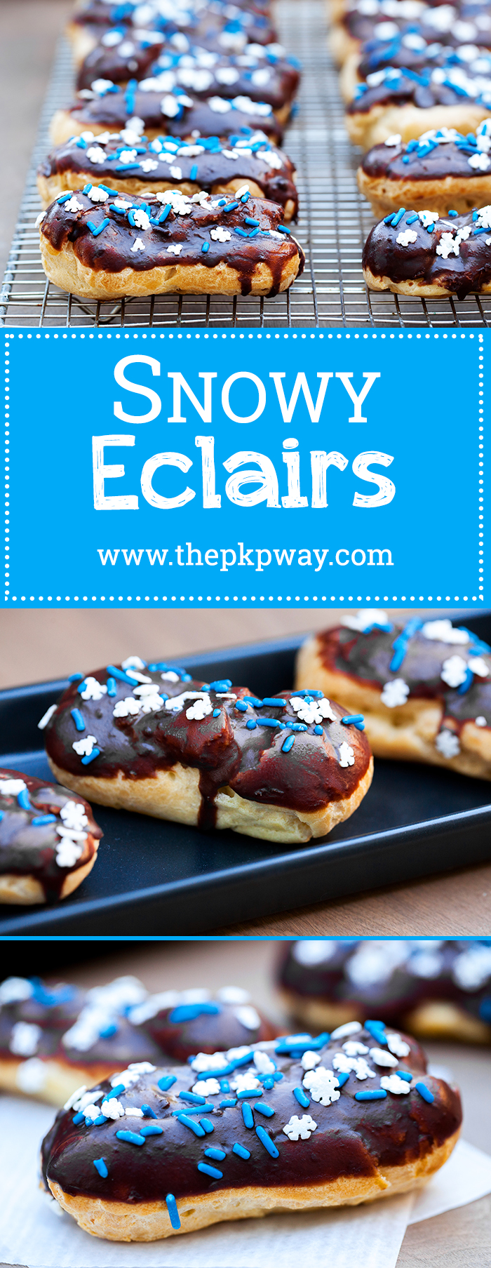Easy and impressive éclairs with a little holiday flair for your holiday parties!