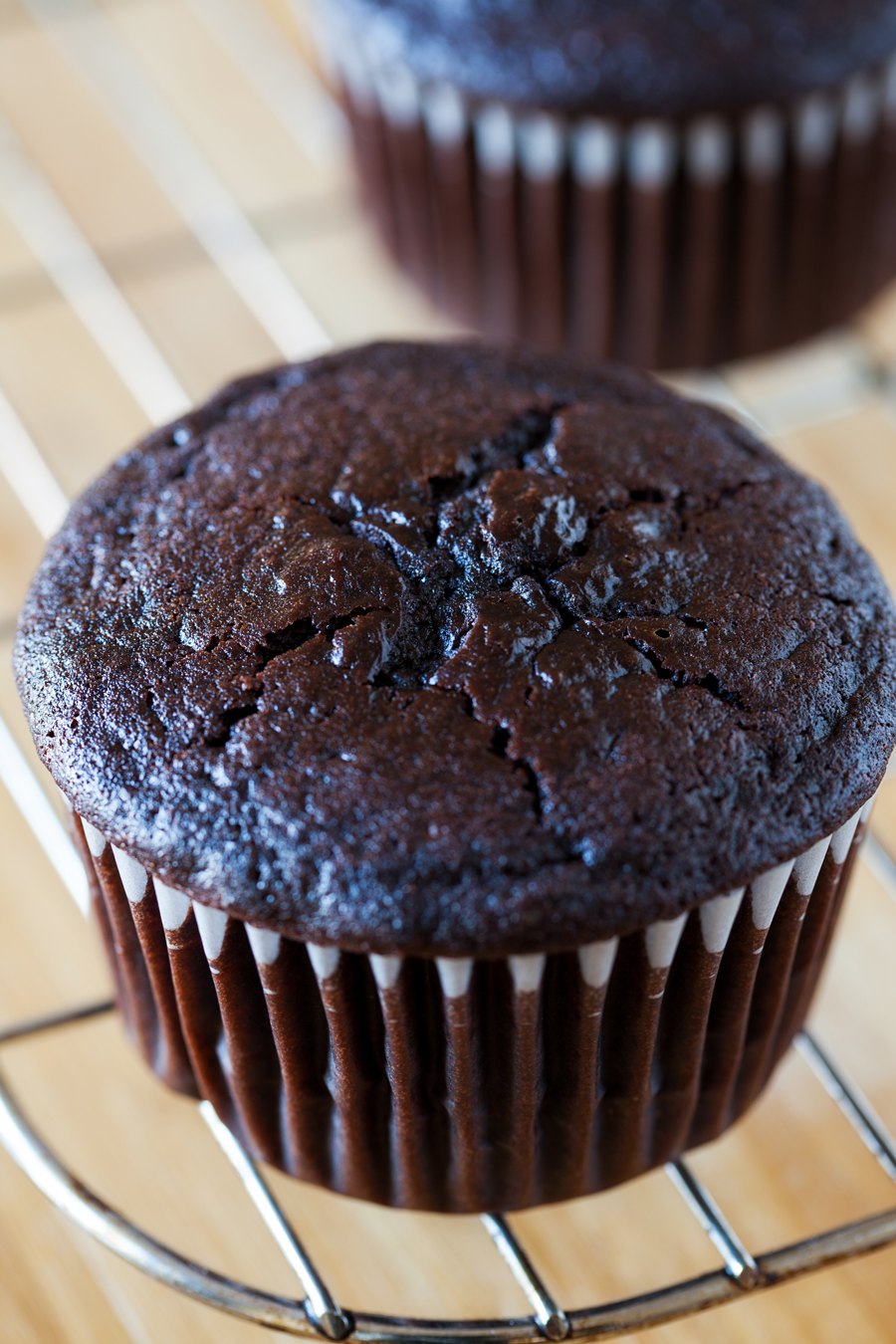 Unfrosted chocolate cupcake