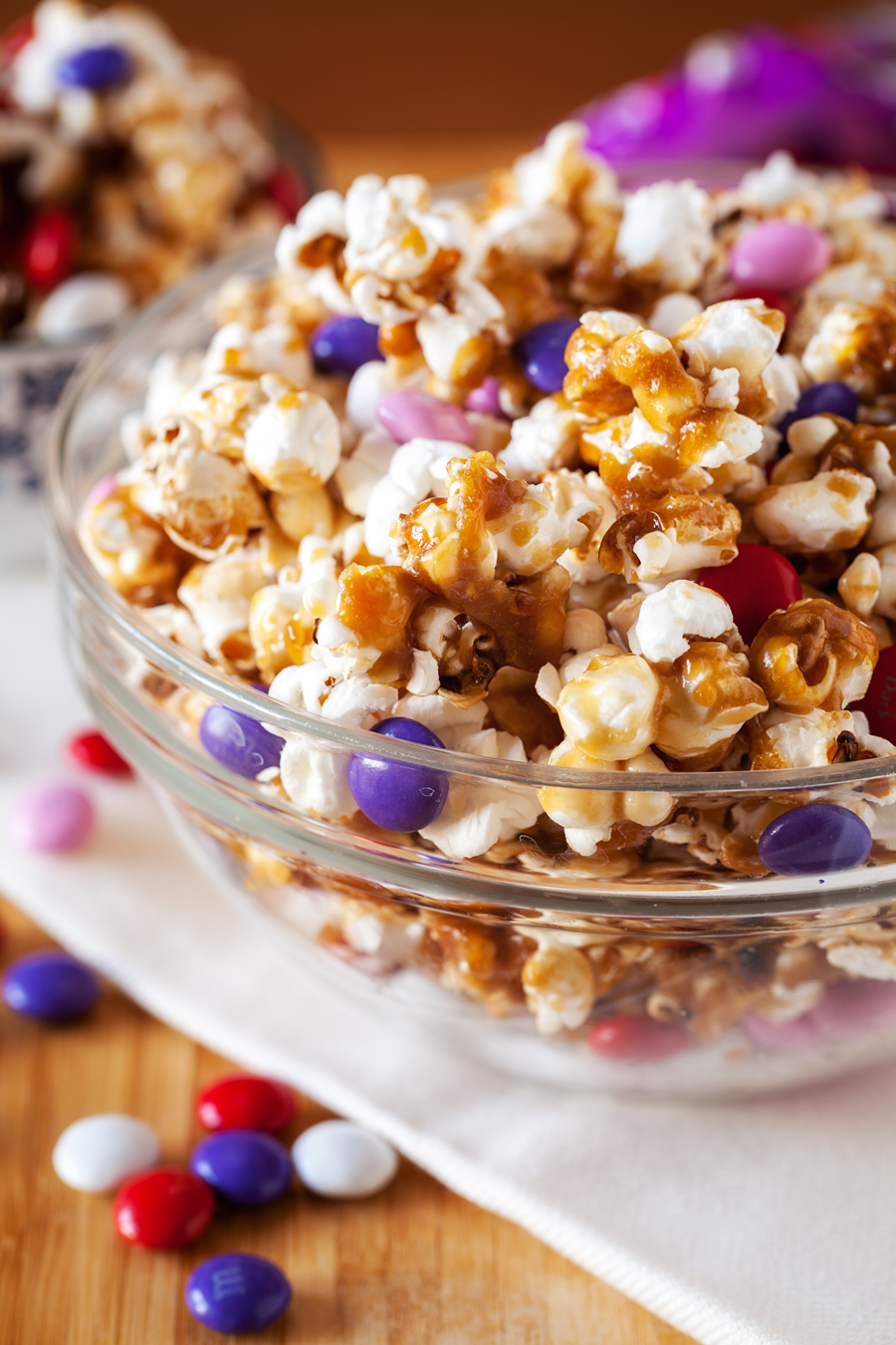 Caramel and Dark Chocolate m&m’s Popcorn - The perfect Valentine's Day movie snack!