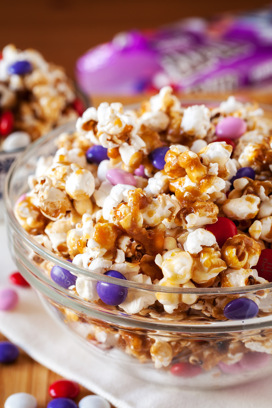 Caramel and Dark Chocolate m&m’s Popcorn - The perfect Valentine's Day movie snack!