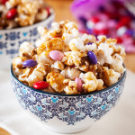 Caramel and Dark Chocolate m&m’s Popcorn - The perfect Valentine's Day movie snack!