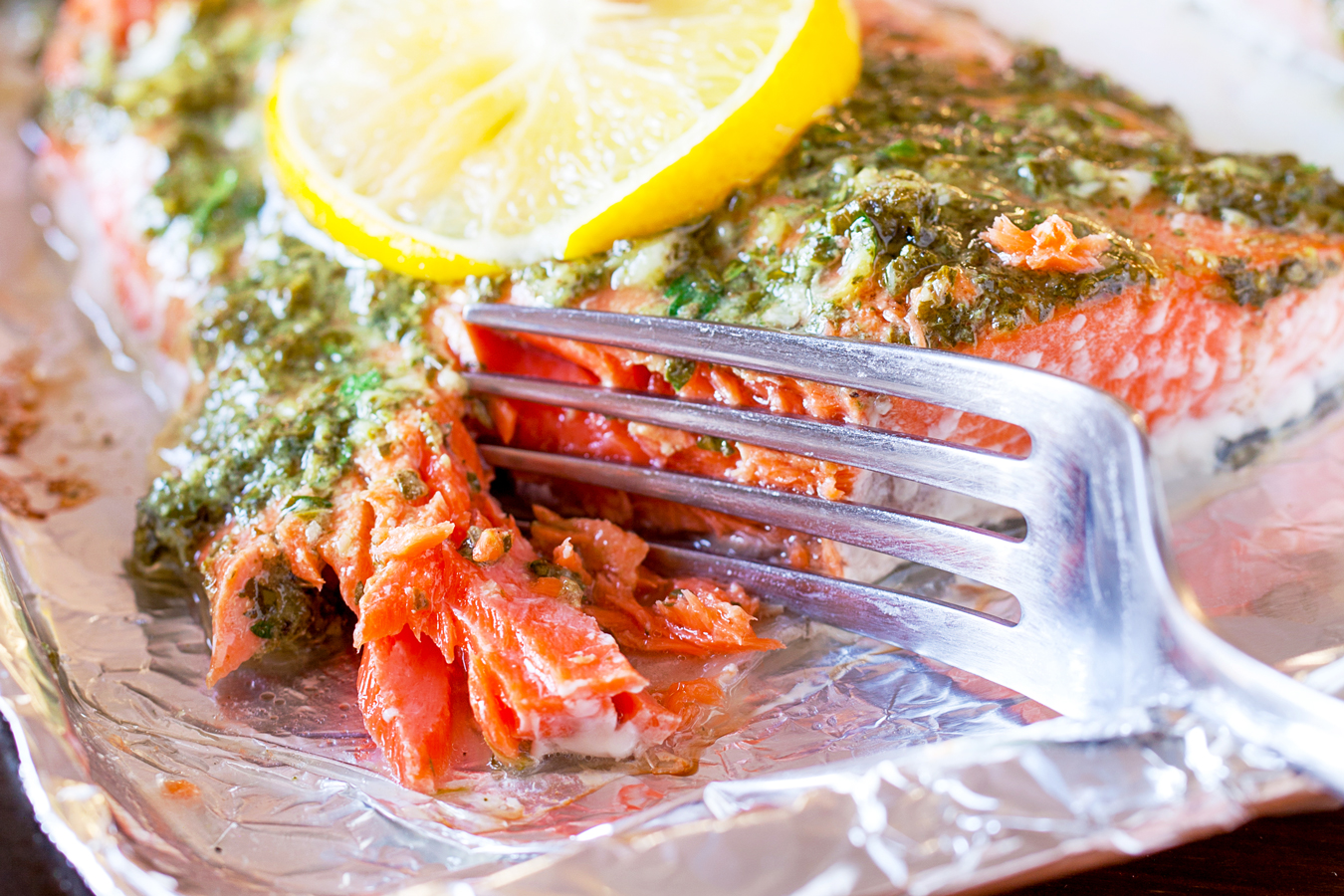 Baked Lemon and Herb Salmon - Juicy and delicious and ready in less than 20 minutes!