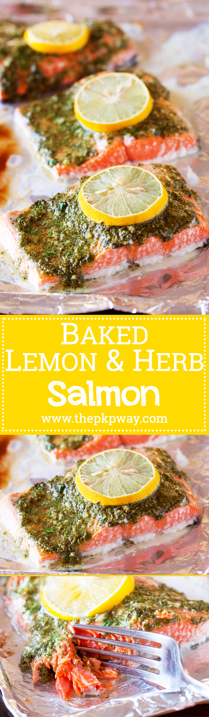 Baked Lemon and Herb Salmon - Juicy and delicious and ready in less than 20 minutes!