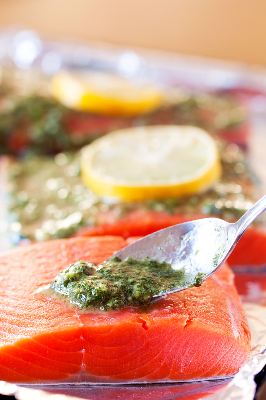 Baked Lemon and Herb Salmon - Juicy and delicious and ready in less than 20 minutes!