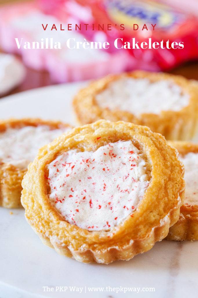 Vanilla Creme Cakelettes ~ Soft and moist individual cakes topped with a PEEPS® heart. No frosting needed!