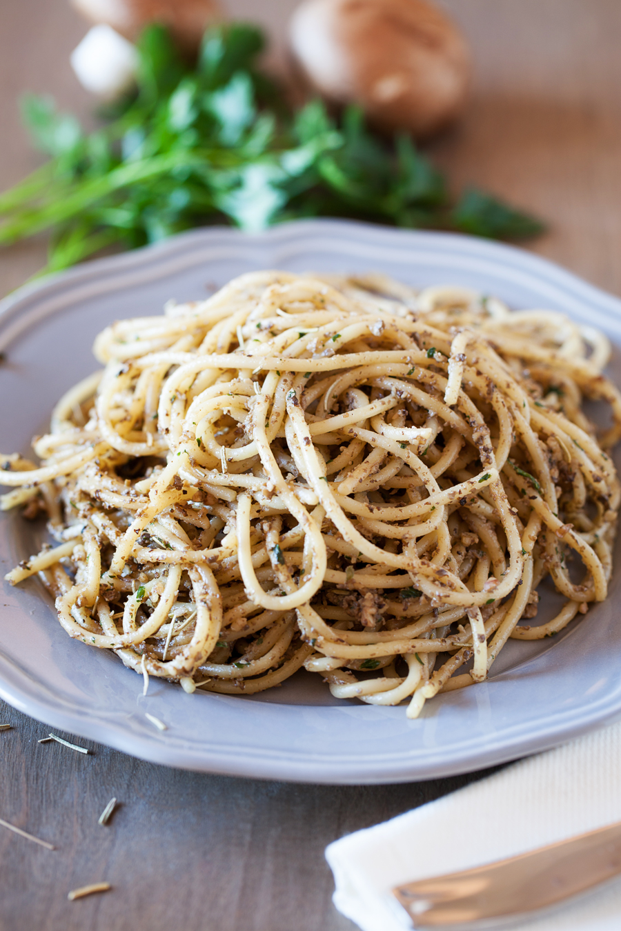 Walnut & Mushroom Pesto - Flavorful, earthy, and impressive enough to be spotted on a fancy schmancy restaurant menu.