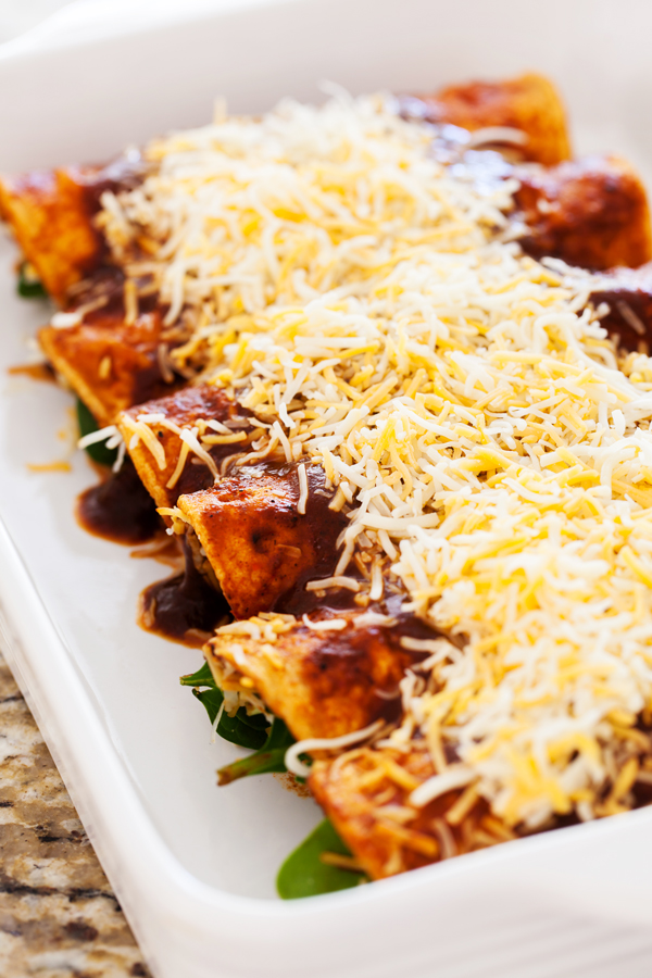 Spinach and cheese enchiladas are a healthier twist on a Mexican favorite.