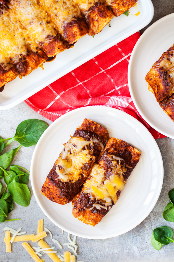 Spinach and cheese enchiladas are a healthier twist on a Mexican favorite.