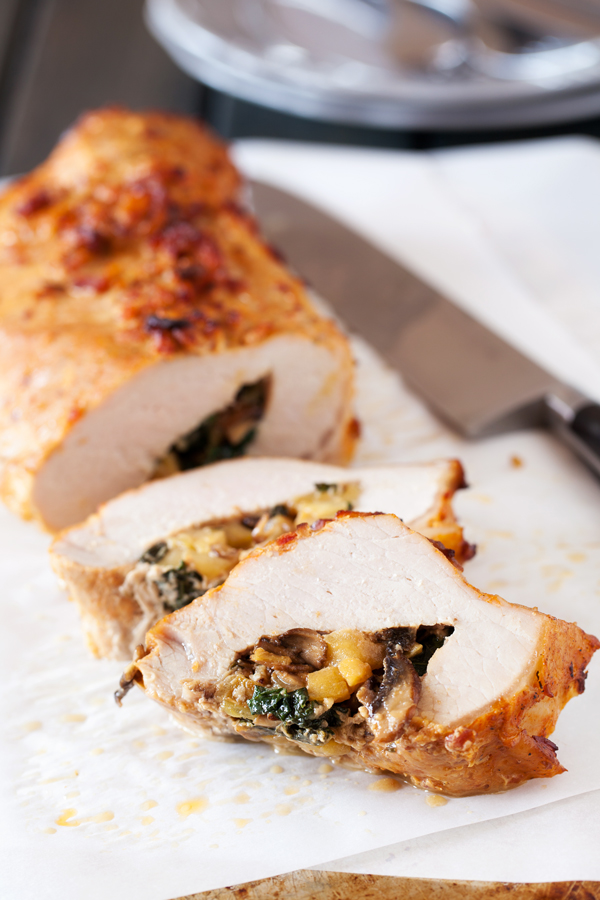 This succulent pork loin filet is filled with a sweet and savory stuffing and can be prepared in no time for an easy and delicious weeknight dinner #RealFlavorRealFast #ad