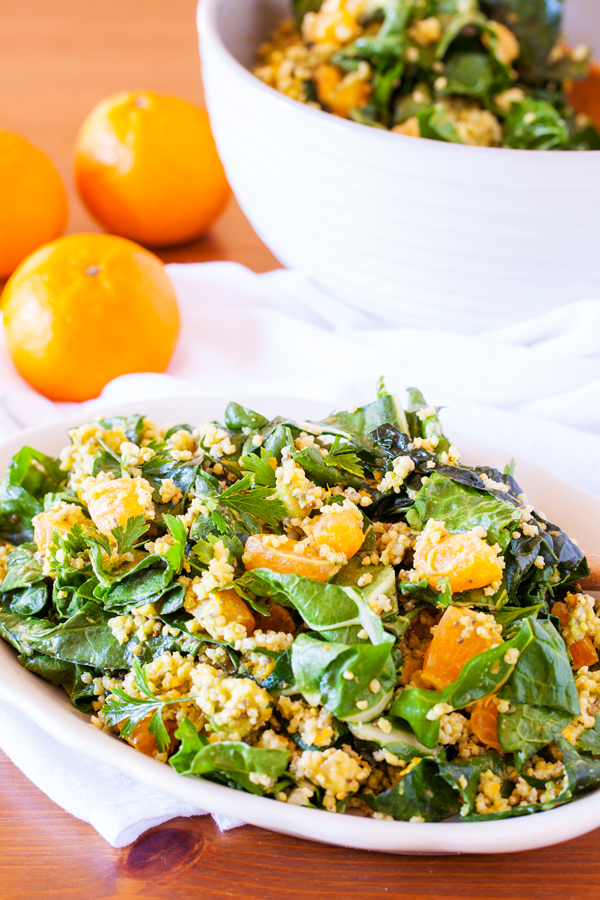 A triple punch of Ojai Pixie tangerines make the chard in this salad taste like tangerines in leafy green form. With a myriad of textures from millet and avocado, and a dressing that tastes like liquid candy, this salad is a yummy way to get more leafy greens into your diet. 