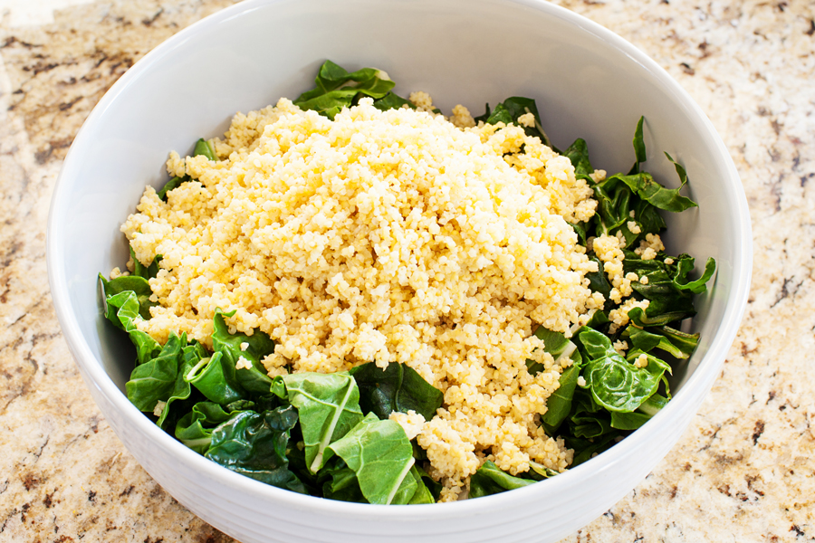 A triple punch of Ojai Pixie tangerines make the chard in this salad taste like tangerines in leafy green form. With a myriad of textures from millet and avocado, and a dressing that tastes like liquid candy, this salad is a yummy way to get more leafy greens into your diet. 