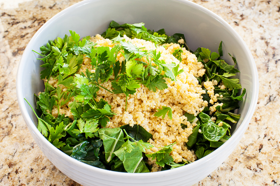 A triple punch of Ojai Pixie tangerines make the chard in this salad taste like tangerines in leafy green form. With a myriad of textures from millet and avocado, and a dressing that tastes like liquid candy, this salad is a yummy way to get more leafy greens into your diet. 