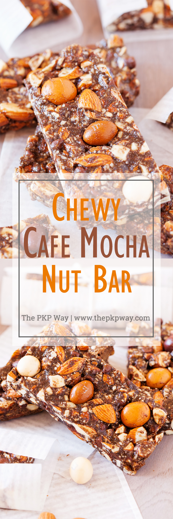 Calling all coffee lovers. These Chewy Café Mocha Nut Bars have an intense chocolate and espresso flavor, making for a fabulous and satiating snack.