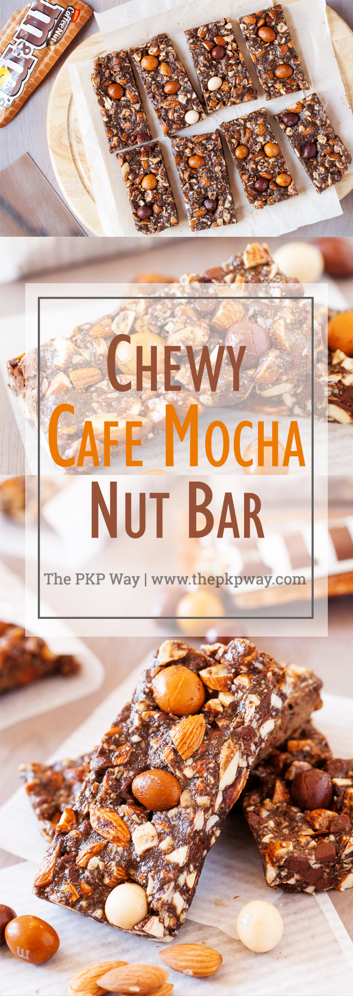 Calling all coffee lovers. These Chewy Café Mocha Nut Bars have an intense chocolate and espresso flavor, making for a fabulous and satiating snack.