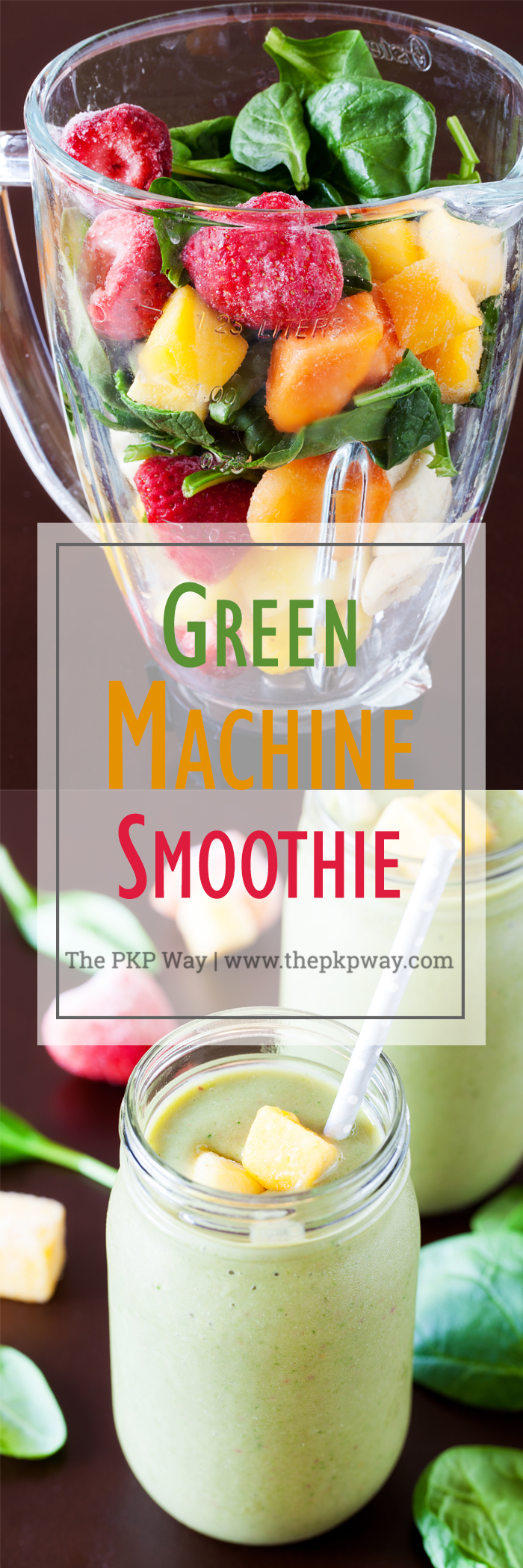 This green machine smoothie combines veggies and fruits to give you that kick of nutrients to help get your day started.