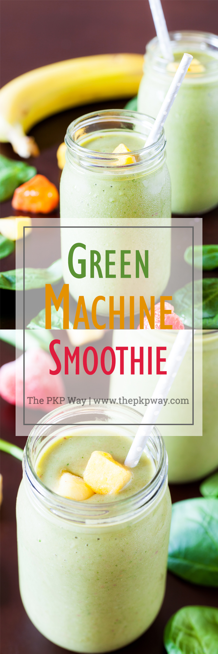 This green machine smoothie combines veggies and fruits to give you that kick of nutrients to help get your day started.