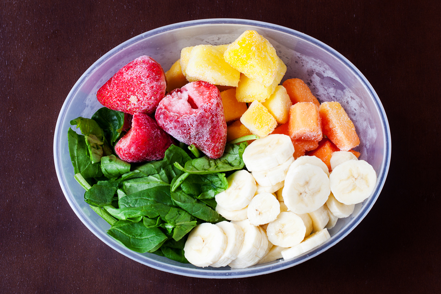 This green machine smoothie combines veggies and fruits to give you that kick of nutrients to help get your day started.