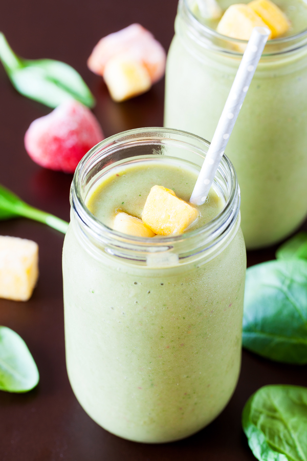 This green machine smoothie combines veggies and fruits to give you that kick of nutrients to help get your day started.