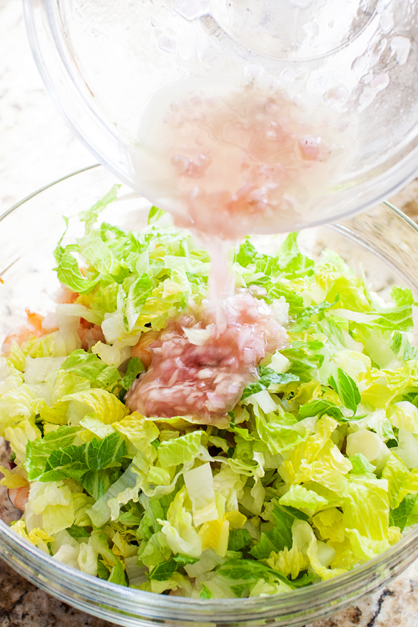 This shrimp chopped salad has it all. Plump and tender shrimp, a colorful medley of fresh veggies, and a bright and acidic dressing. Perfect as an accompaniment or a stand-alone meal. 