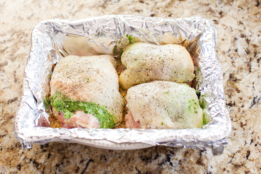 Entrée and side are ready at the same time with this Creamy Spinach Stuffed Chicken with Orzo. Chicken thighs are stuffed with a mixture of spinach and cheese then cooked together with orzo for an easy one-pan dinner.