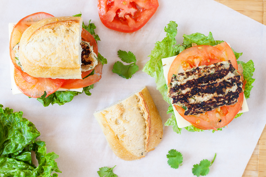 These Green-Chile Chicken Baguettes aren’t your regular grilled chicken sandwich. They’re loaded with green chilies and cilantro that make for an uber tasty and flavorful patty that’s suitable in between a baguette or bun!