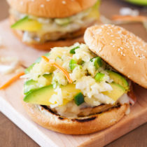 These Alaskan Pollock Burgers with Pineapple and Jalapeño Slaw are a healthy alternative to a regular burger yet just as delicious as an item on the menu of a gourmet burger restaurant.
