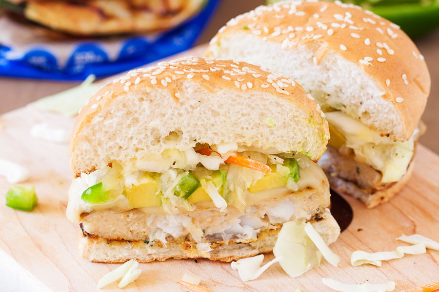 These Alaskan Pollock Burgers with Pineapple and Jalapeño Slaw are a healthy alternative to a regular burger yet just as delicious as an item on the menu of a gourmet burger restaurant.