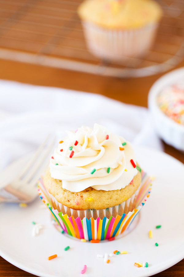 These Funfetti Cupcakes for Two are soft, fluffy, and perfect for moments when you just have to have a cupcake! Enjoy one and share the other (or save it for later).