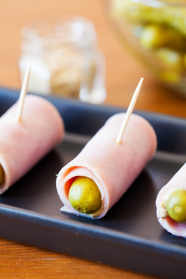 Ham Wrapped Cornichons are salty, sour, and crunchy. Made with only three ingredients, they make the perfect appetizer or game day snack!