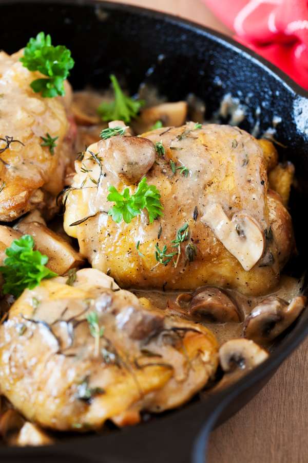 Not just any ol’ chicken recipe, this Three Herb Chicken with Mushroom Gravy features juicy chicken thighs cooked to perfection with fresh herbs and smothered in a thick and gravy-like white wine mushroom sauce.